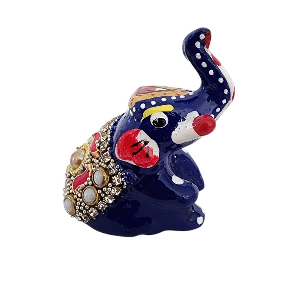 Mini Elephant Sitting: Stability, Calm, Steadfast - bejeweled artisan figurine